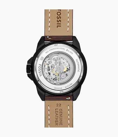 FOSSIL BRONSON AUTOMATIC (BROWN LITEHIDE) LEATHER WATCH - Image 4