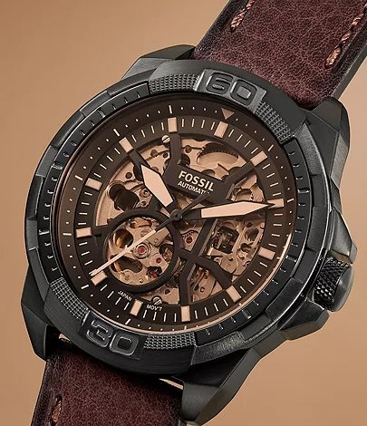FOSSIL BRONSON AUTOMATIC (BROWN LITEHIDE) LEATHER WATCH - Image 3