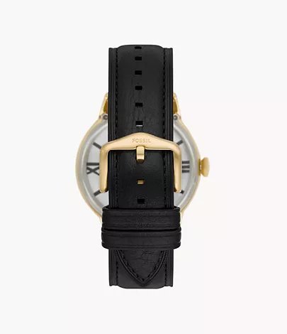 FOSSIL TOWNSMAN AUTOMATIC (BLACK/GOLDEN) AUTOMATIC LETHER WRIST WATCH - Image 4