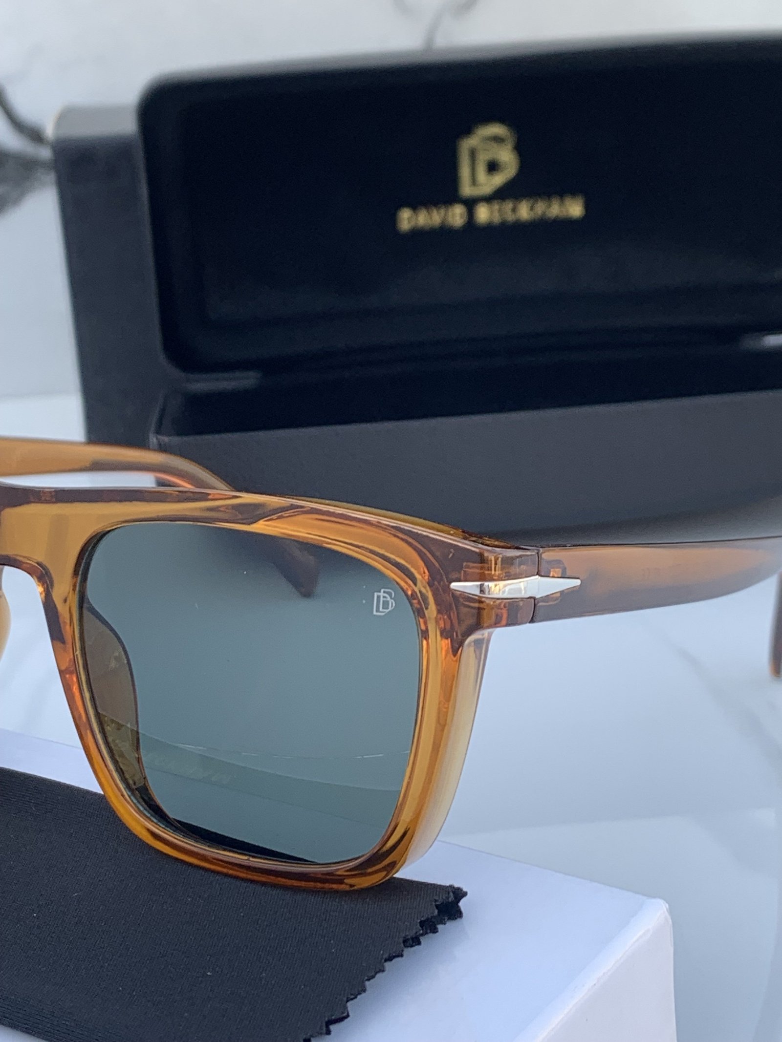 Branded Db Square Brown Green Sunglasses (With Original Kit) - Image 4