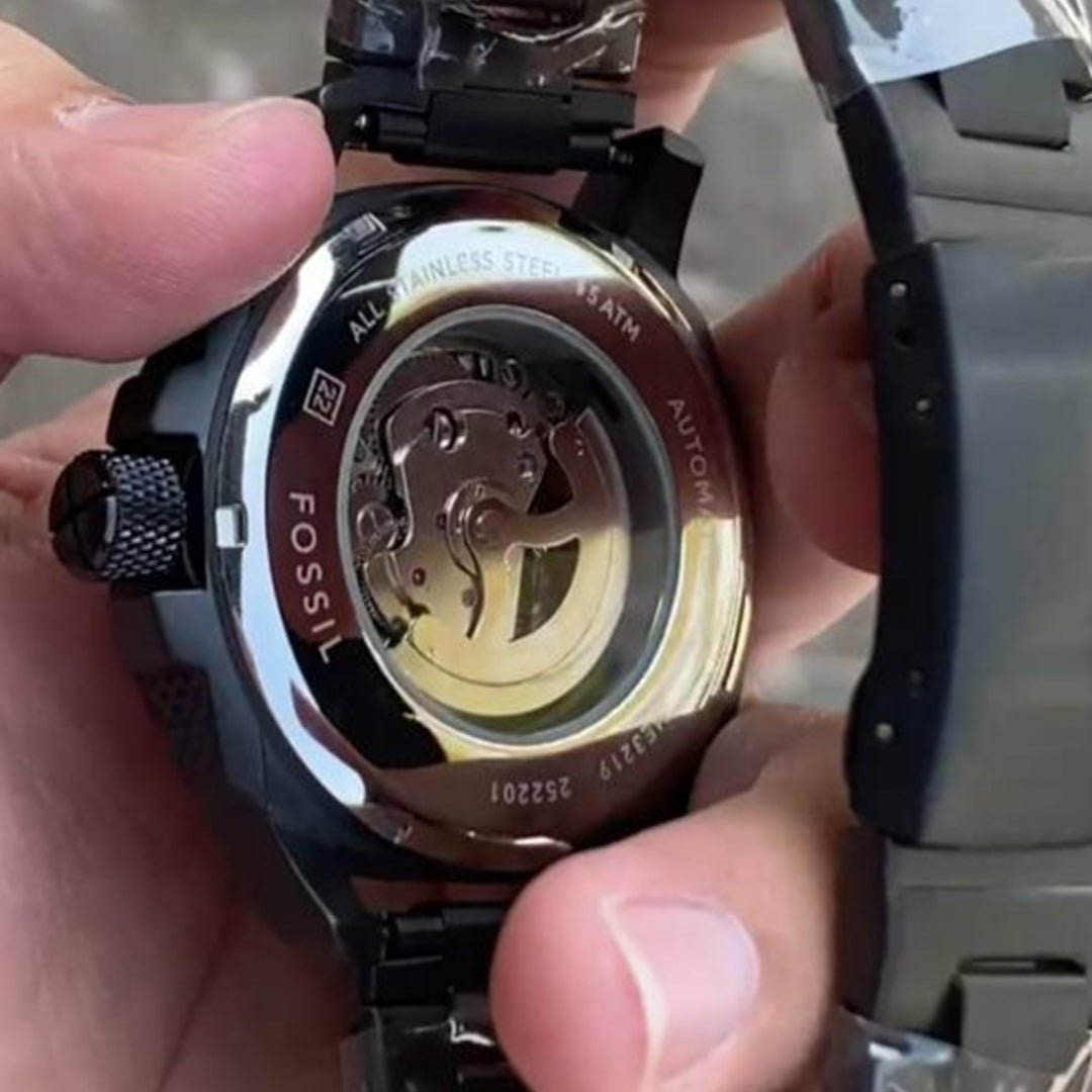 Fossil New Black Metal Automatic Watch - Image 3